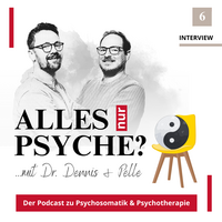 Cover der sechsten Podcastsfolge von "Alles nur Psyche" mit einem Yin und Yang Symbol auf einem gelben Stuhl.